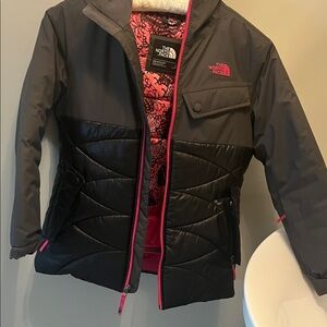 The North Face Black and Gray Jacket with Pink Details